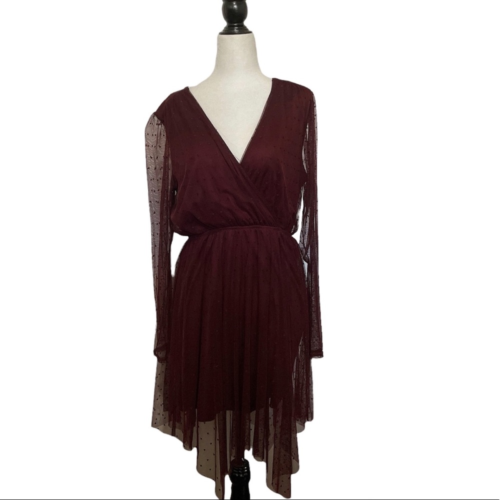 New Look red long sleeve wrap dress